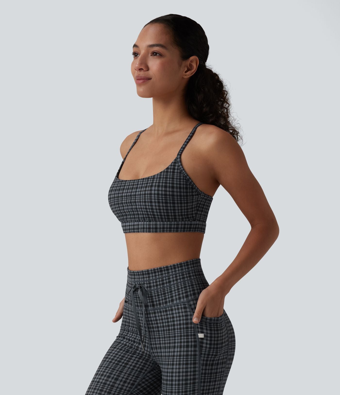 Halara UltraSculpt™ Brassière de sport yoga maintien léger imprimé carreaux