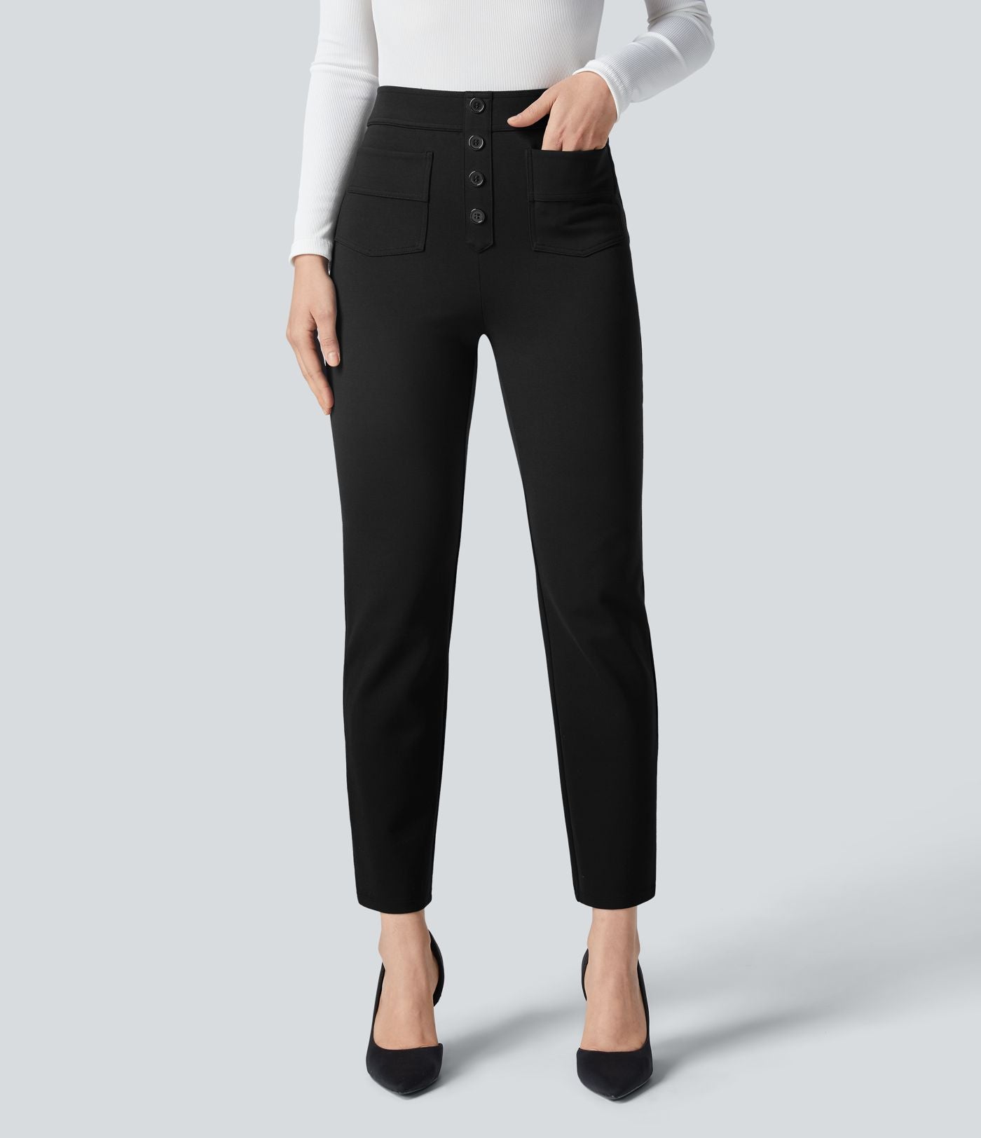 Pantalon de travail longueur cheville taille haute Halara Flex™ avec poches