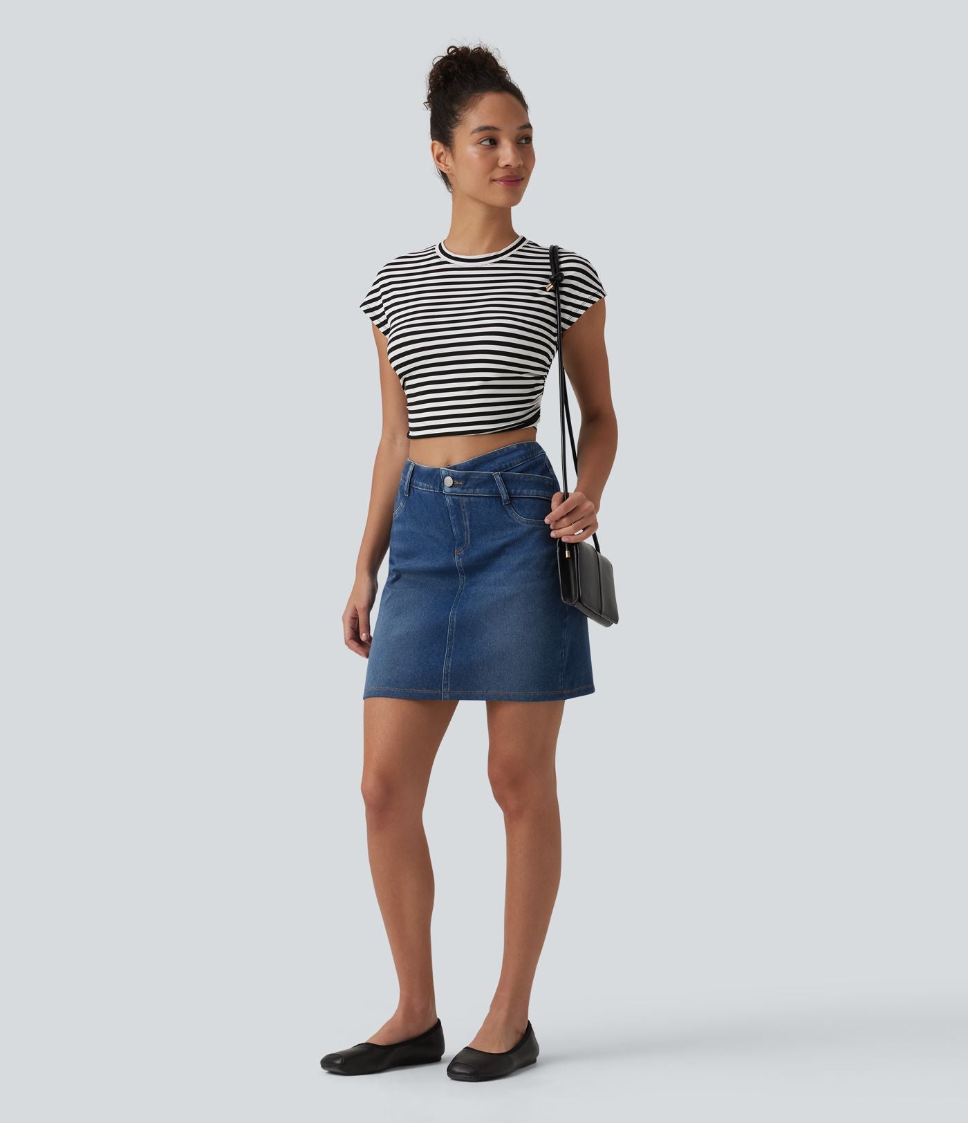 Halara Flex™ Jupe en jean asymétrique gainante taille mi-haute avec poches