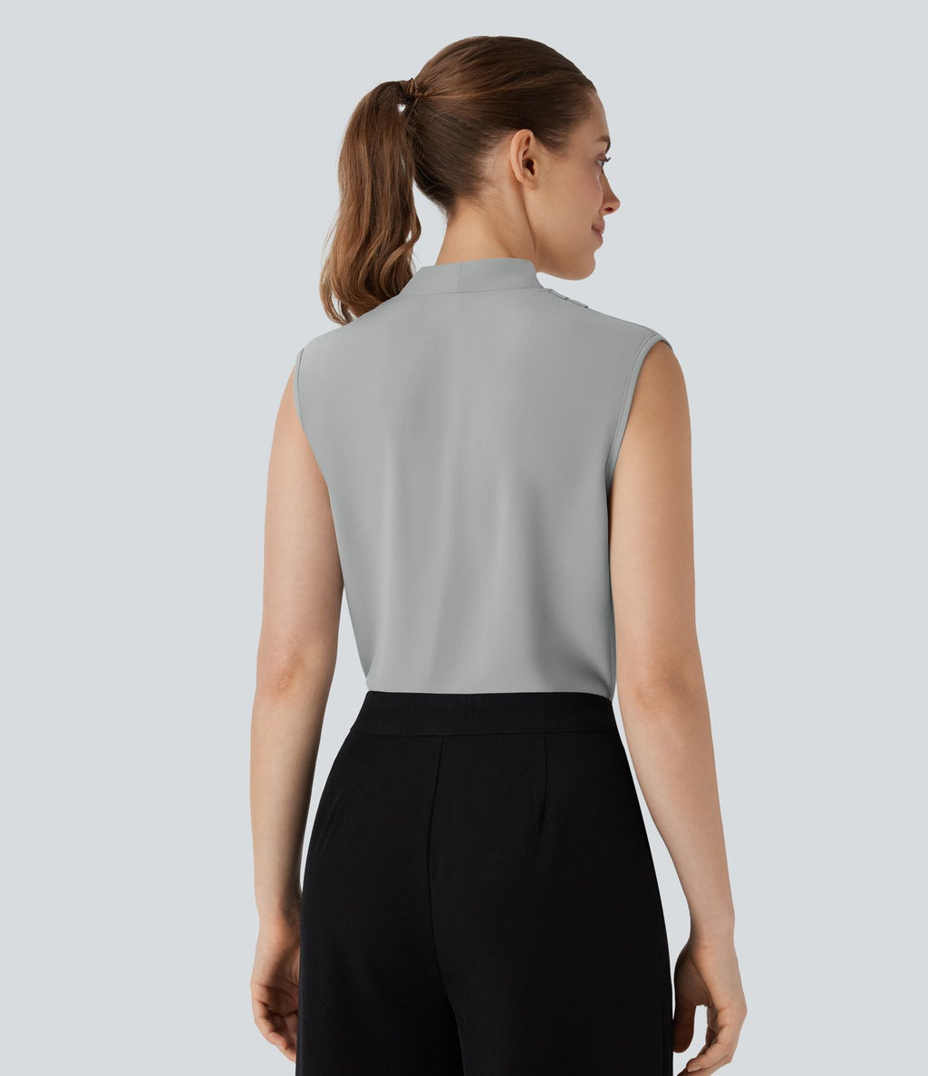 Blouse sans manches col V pour le bureau