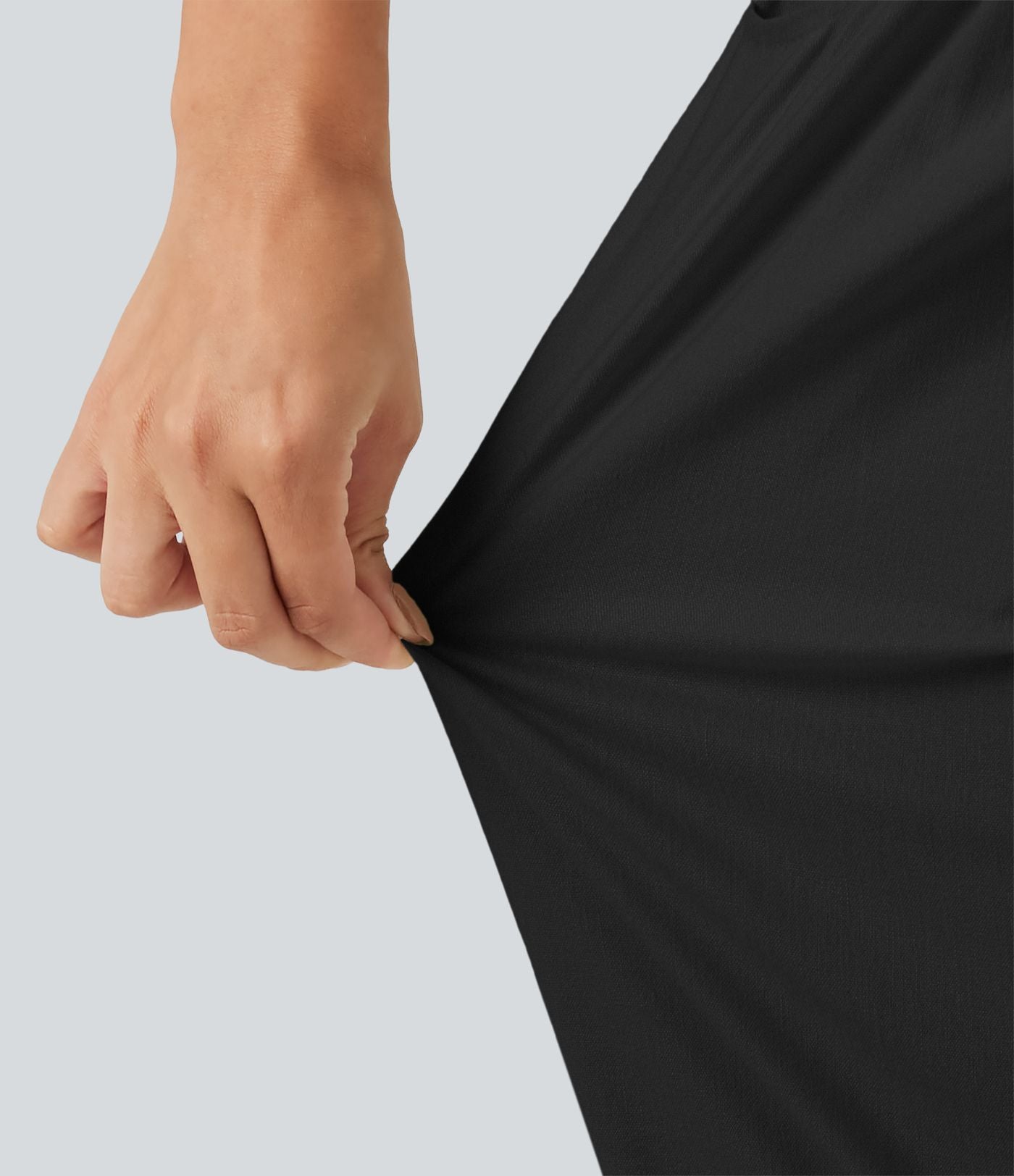 Pantalon jogging décontractée taille mi-haute en coton et lin avec poches