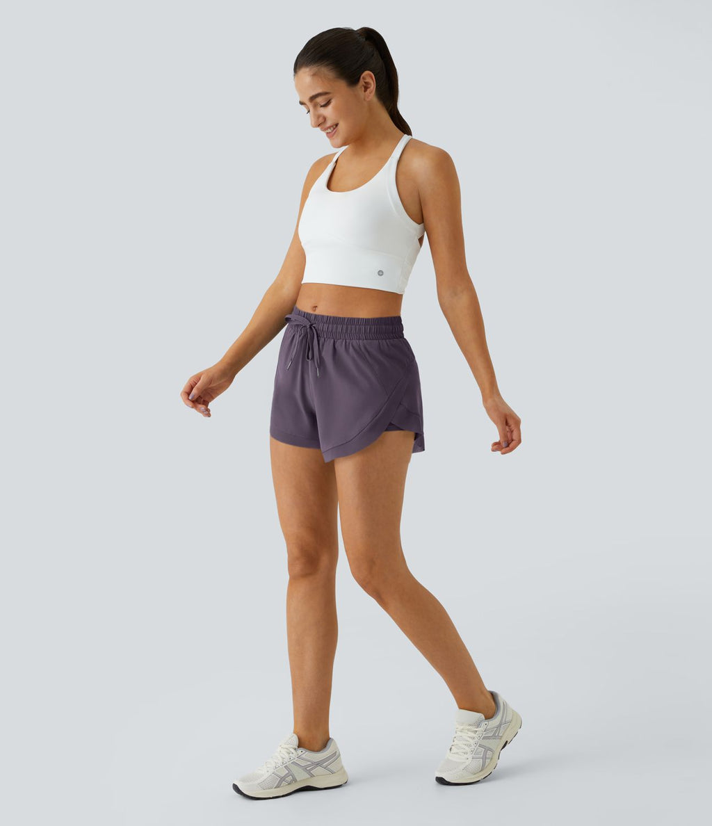Shorts Running 7,5cm 2 en1 Taille Mi-Haute Cordon de Serrage Empiècement Mesh Contrastant