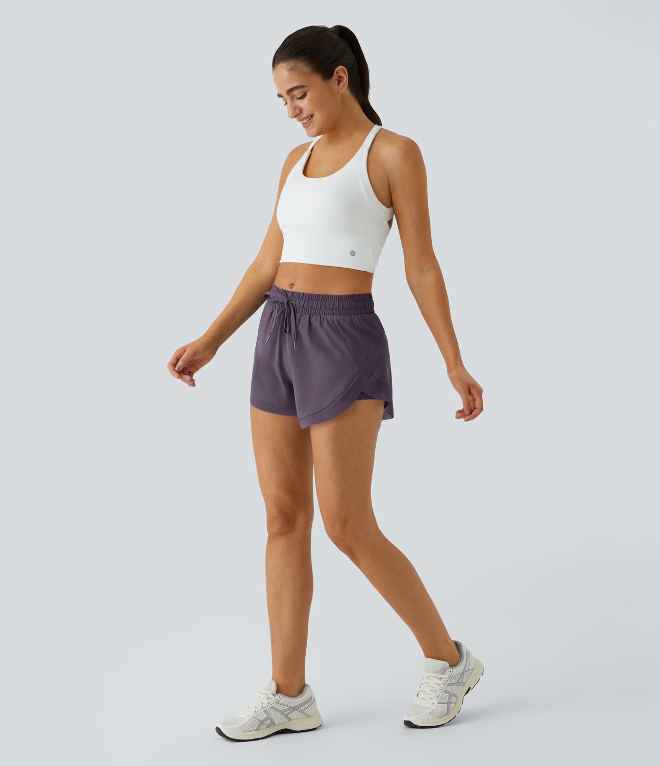 Shorts Running 7,5cm 2 en1 Taille Mi-Haute Cordon de Serrage Empiècement Mesh Contrastant