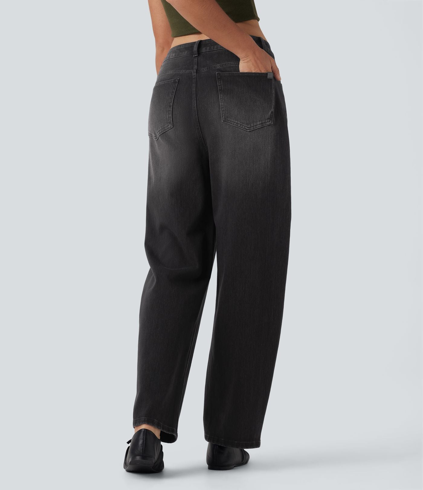 Jean barrel Halara Flex™ taille haute coupe barrel délavé avec poches