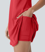 Softlyzero™ Plush Robe de danse courte dos nu avec short intégré - Version Easy Peasy