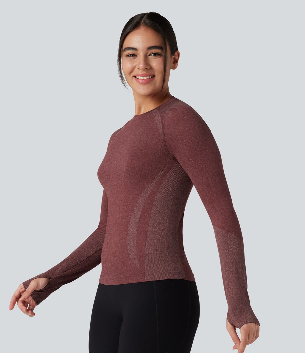 Haut de sport yoga manches raglan longues avec passants pouces sans couture OneForm Seamless Flow