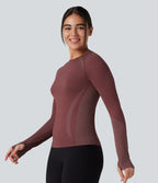Haut de sport yoga manches raglan longues avec passants pouces sans couture OneForm Seamless Flow