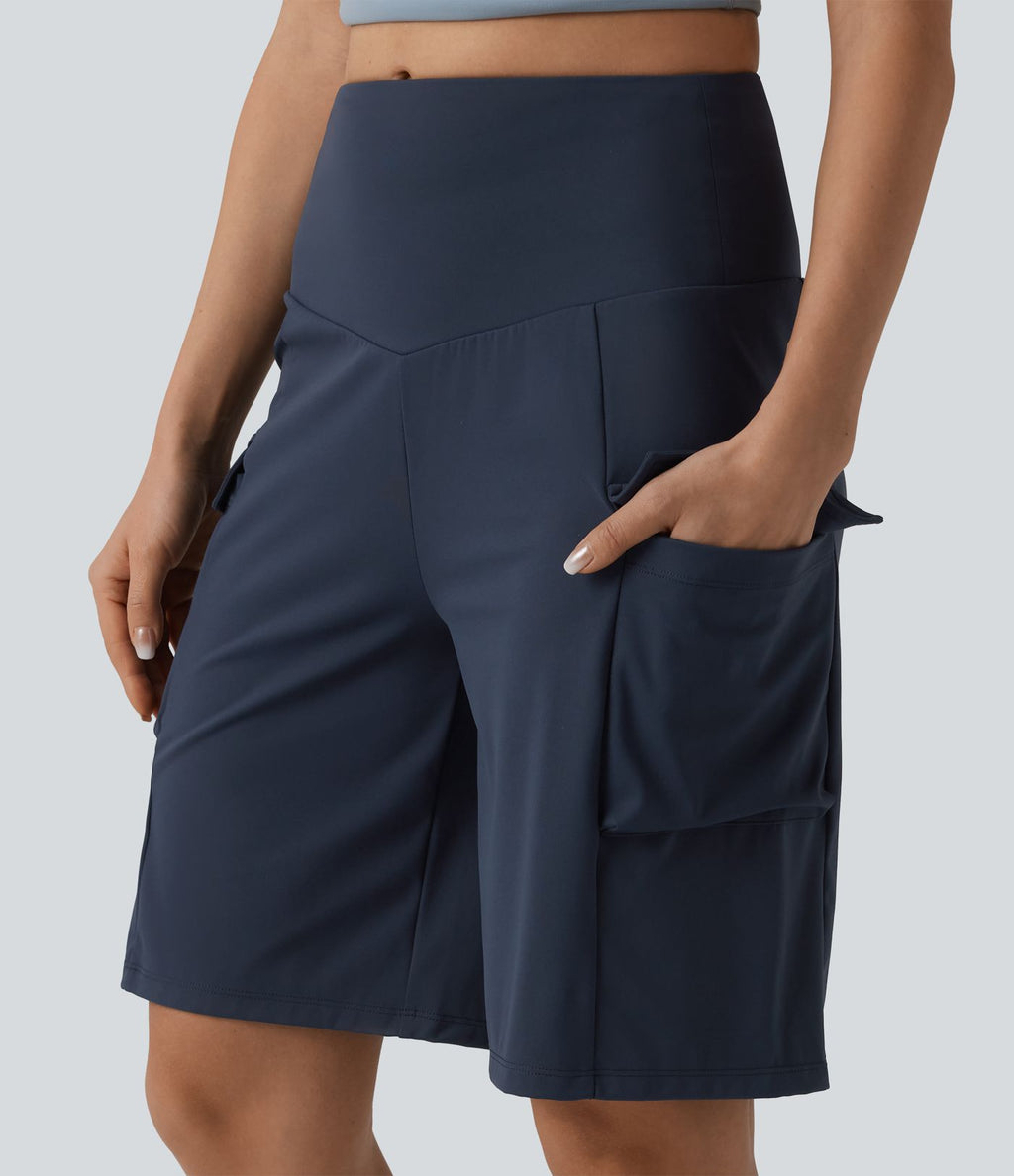 Short cargo yoga ample taille mi-haute avec poches