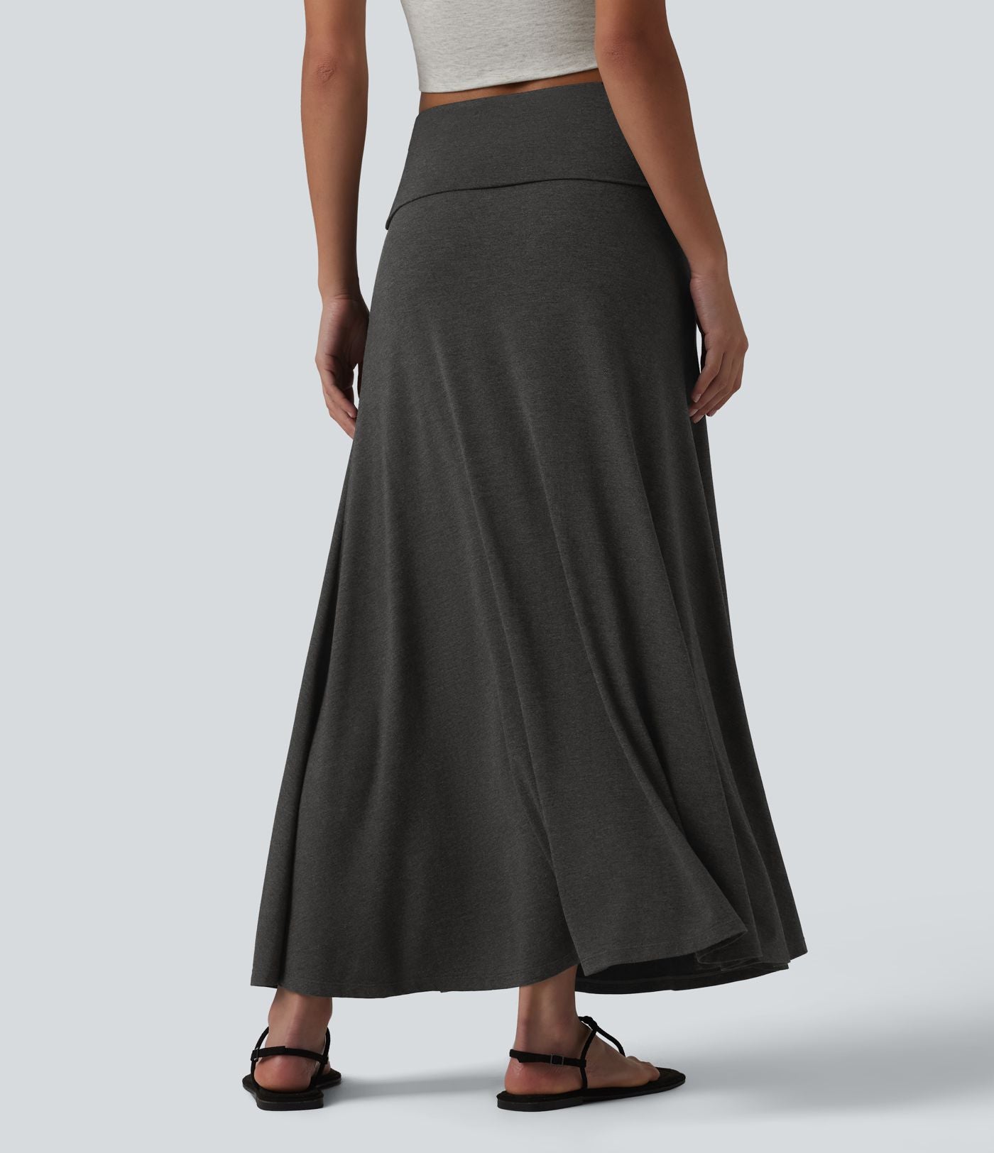 Jupe sirène casual longue taille haute avec ceinture repliable