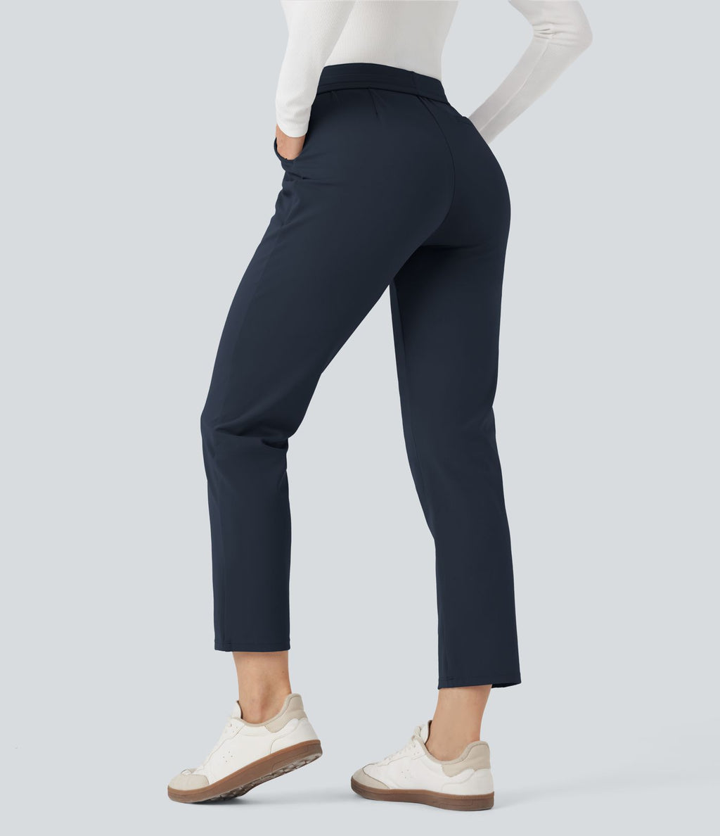Pantalon de travail ajusté 7/8 repliable taille haute avec cordon de serrage Halara Flex™ DayStretch avec poches