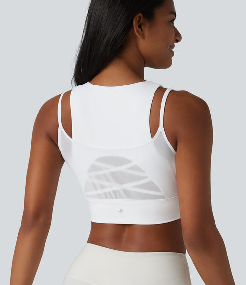 Brassière de sport SoftlyZero™ Airy à maintien léger, croisée, en mesh respirant, 2-en-1, avec brassière intégrée, à effet frais InstantCool, protection solaire UPF50+