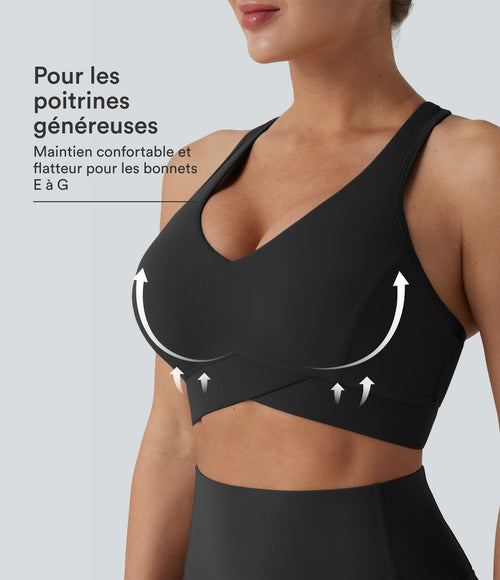 Brassière de sport running Halara UltraSculpt™ maintien léger col V dos nageur bonnets E-G
