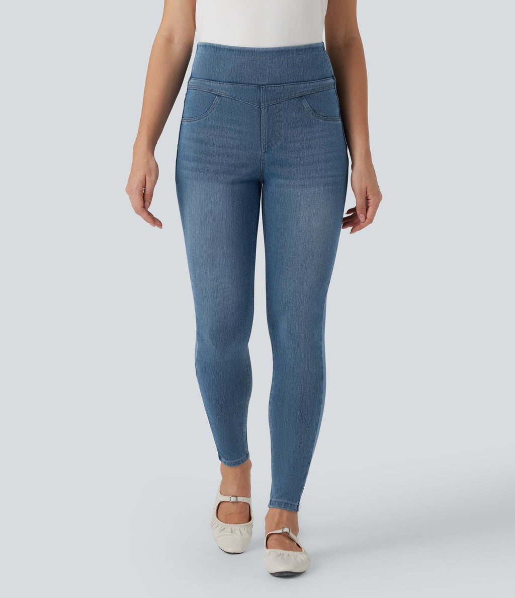 Legging skinny 7/8 en denim Halara Flex™ taille haute gainant avec poches