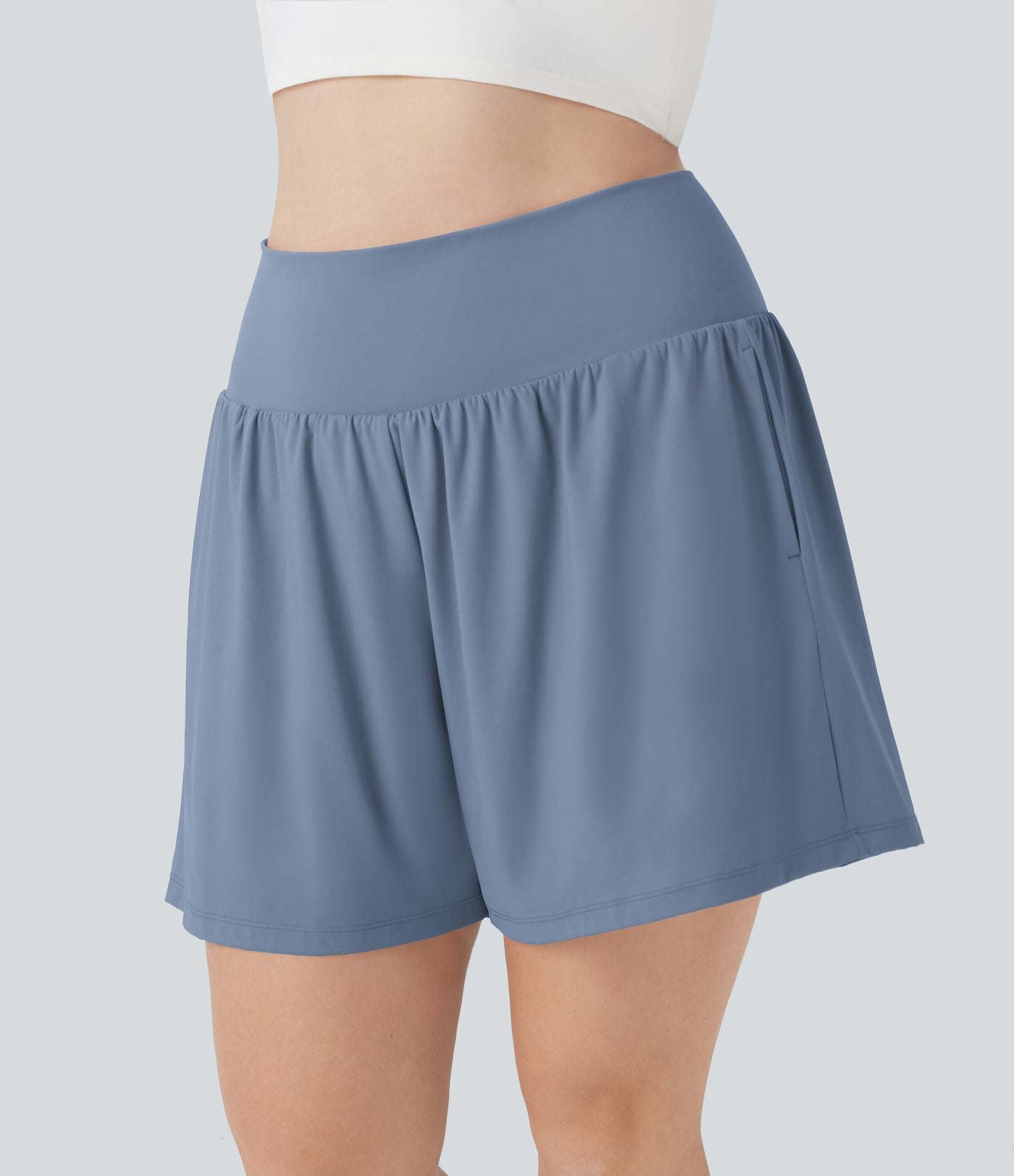 Short tailleur 2-en-1 Cool Touch yoga taille très haute Softlyzero™ Airy grande taille 17,5 cm avec poches