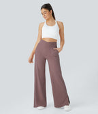 Pantalon yoga large croisé avec ourlet et poches DayStretch - Smile