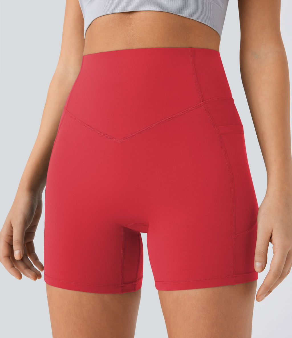 Short cycliste 12,5 cm d'entraînement gainant galbant taille haute avec effet scrunch et poches Halara UltraSculpt™