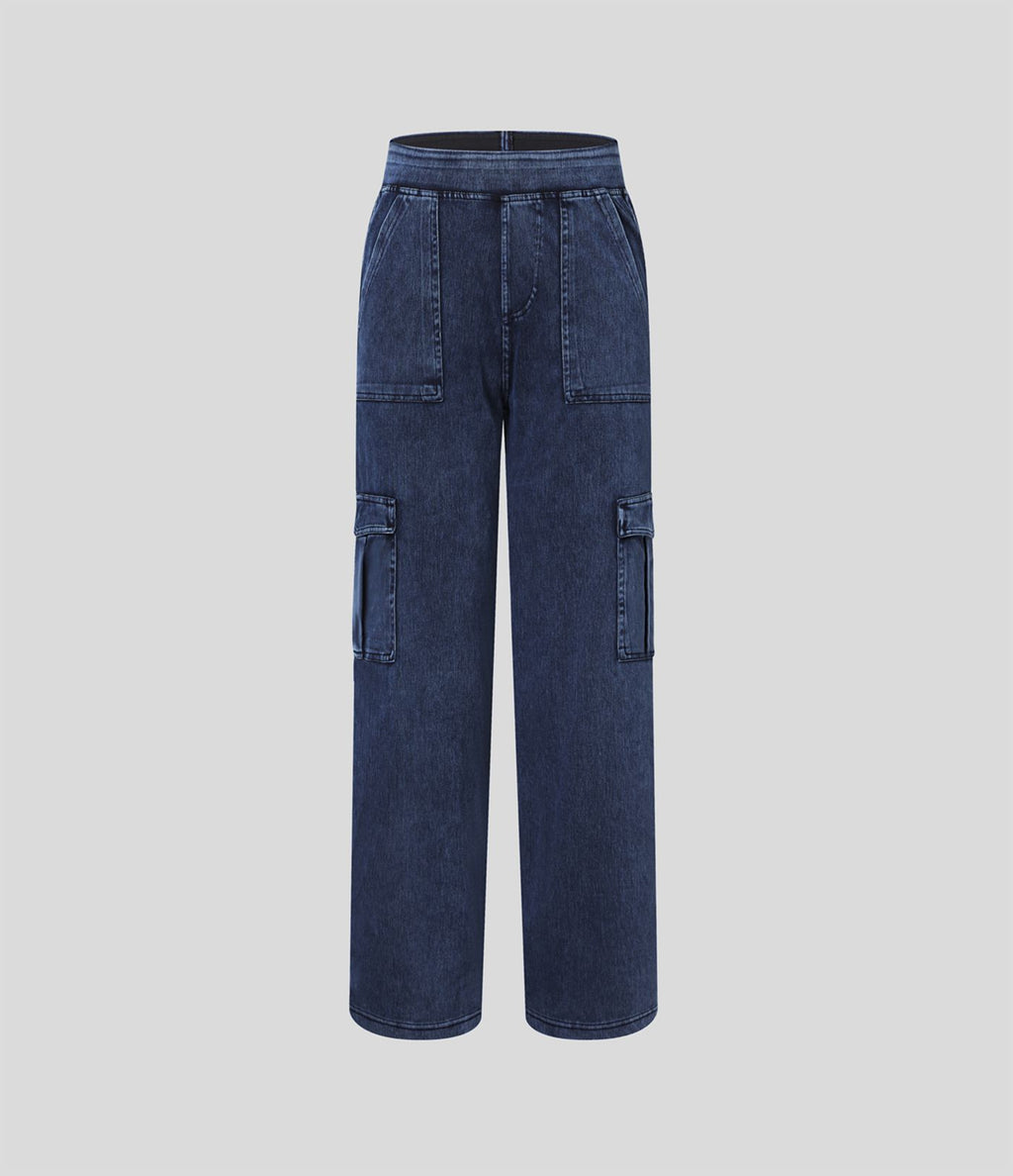 Halara Flex™ Taille Mi-Haute Multiples Poches Jambe Droite Jean Cargo Décontracté Extensible