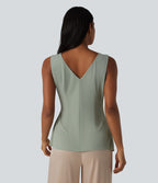 Chemise casual sans manches col V ourlet asymétrique