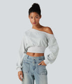 Sweatshirt casual court une épaule manches longues
