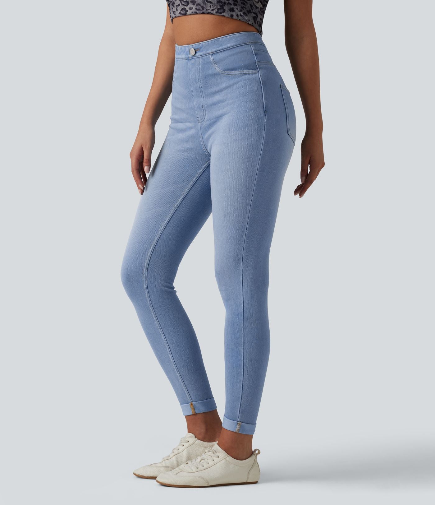 Legging 7/8 casual denim Halara Flex™ gainant taille haute avec poches