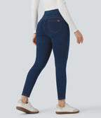 Legging denim Halara Flex™ 7/8 skinny push-up gainant taille haute avec poches