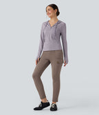 Sweatshirt de sport randonnée à capuche manches longues avec cordon de serrage, trous pour pouces et poche