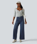Jean large décontracté Halara Flex™ Curvy taille haute gainant avec poches