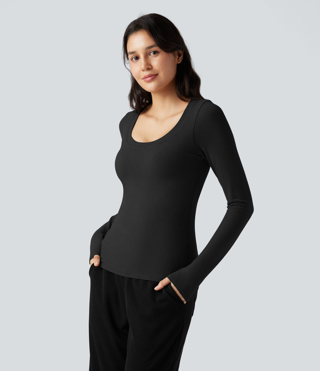 Top casual chaud push-up à col arrondi et manches longues - Bonnet A/B