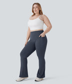 Pantalon de yoga à coupe bootcut gainant galbant taille haute grande taille avec effet scrunch et poches Halara UltraSculpt™