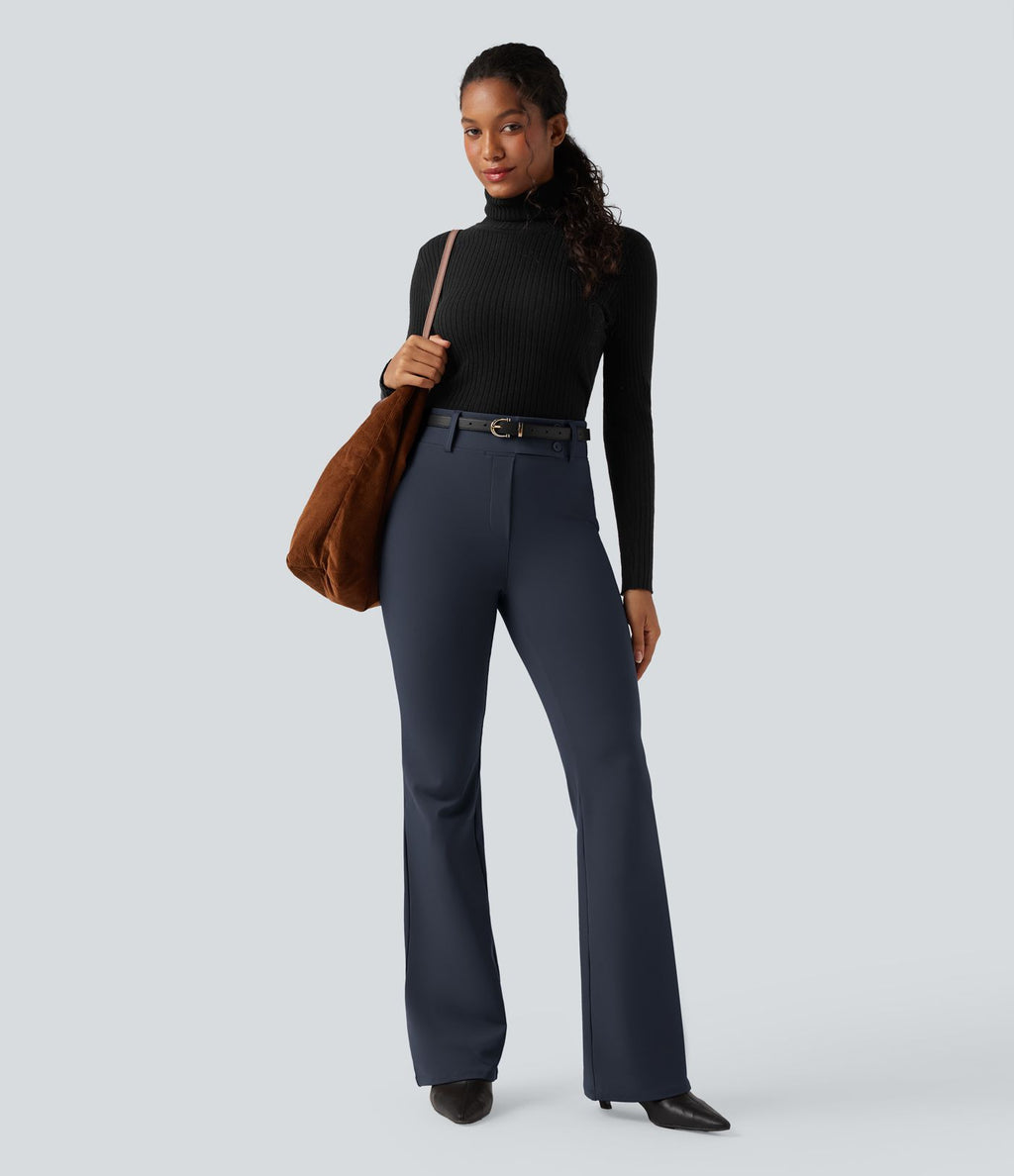 Pantalon tailleur évasé taille haute avec poches Halara Flex™