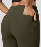 Pantalon tailleur légèrement évasé taille haute avec poches arrière Halara Flex™