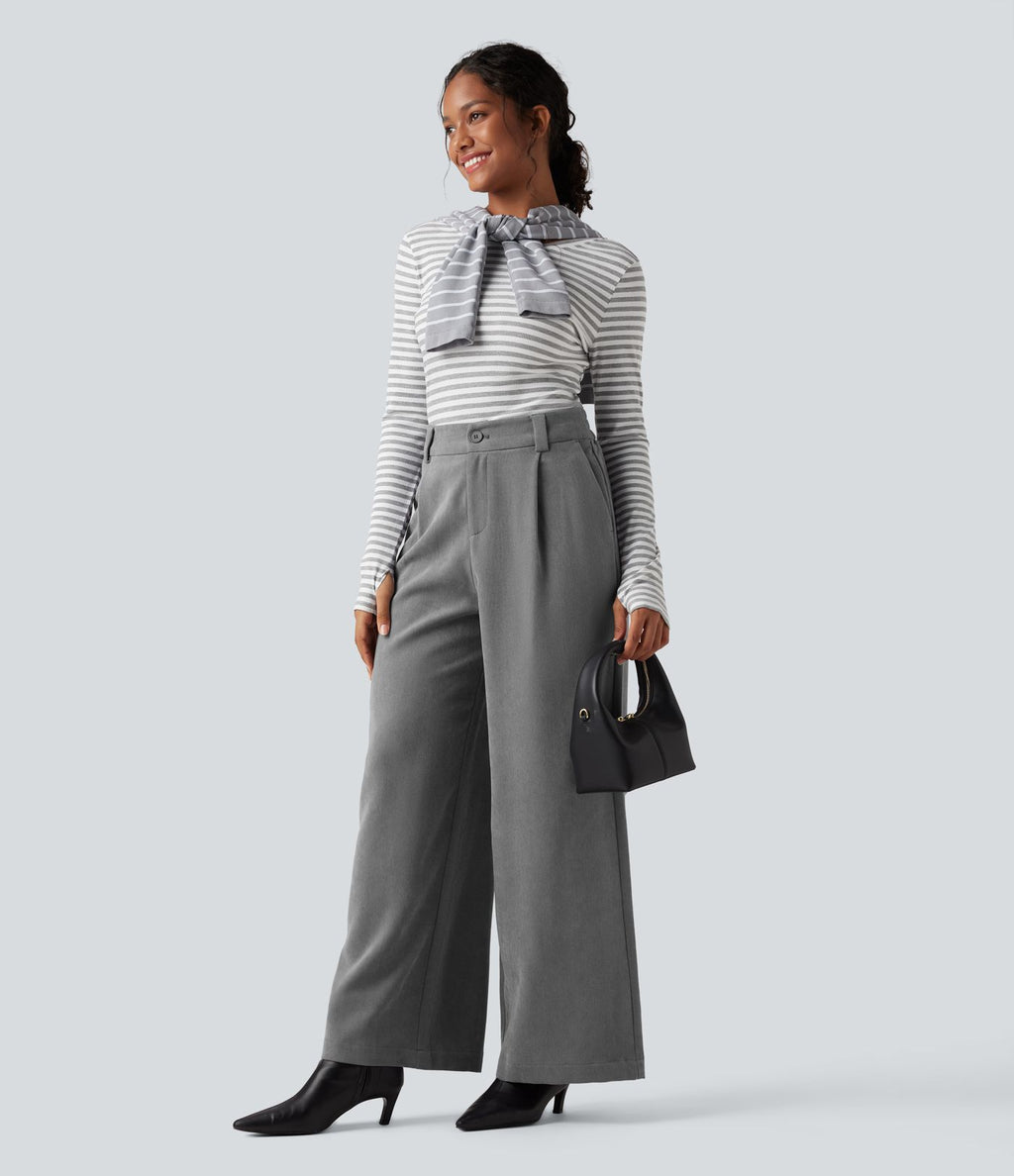 Pantalon tailleur baggy taille haute avec poches