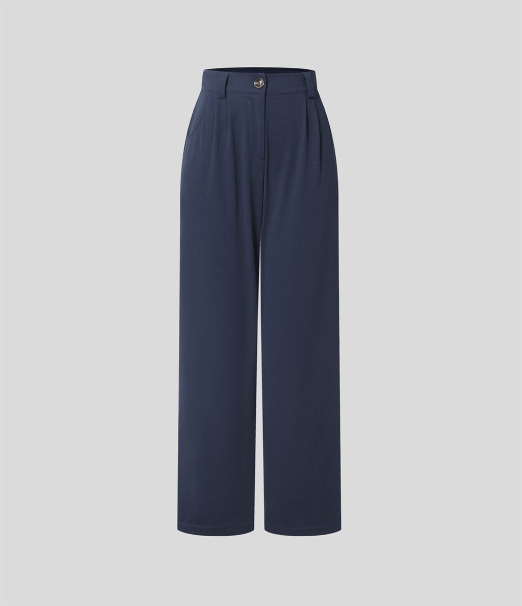 Pantalon casual taille mi-haute en maille gaufrée avec poche zippée