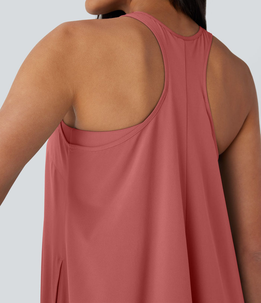 Robe décontractée mini fluide Breezeful™ à dos nageur, poches latérales, ourlet asymétrique et séchage rapide