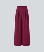 Pantalon Tailleur Large Fluide Halara Flex™ Gaufré Taille Haute Poches Latérales