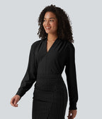 Blouse de travail col V manches longues