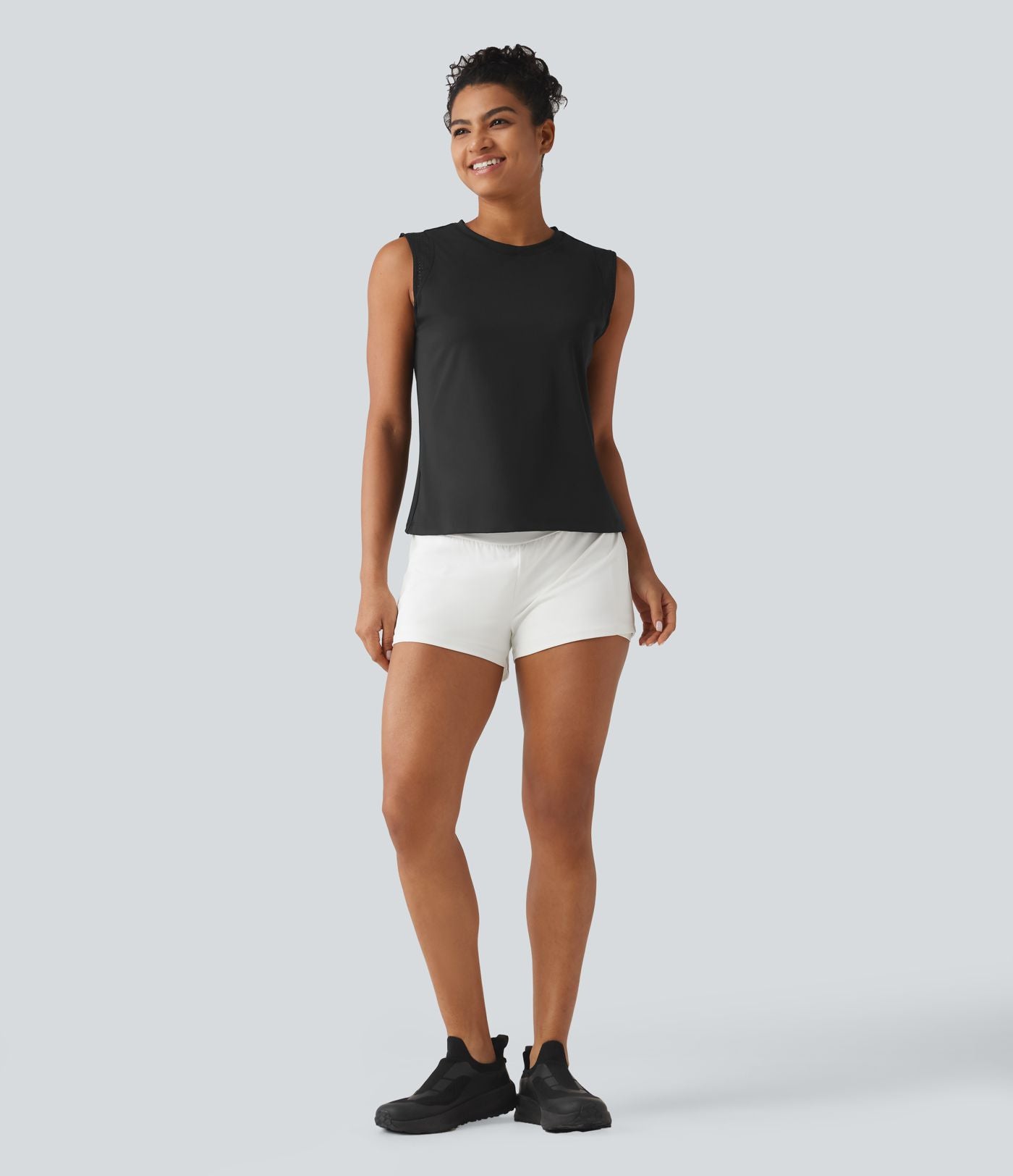 Débardeur de course à col rond en SoftlyZero™ Airy et mesh contrastant respirant à effet frais InstantCool, protection solaire UPF50+