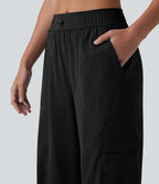 Jogging cargo de course taille mi-haute ajustable avec cordon de serrage, froncé, séchage rapide et poches