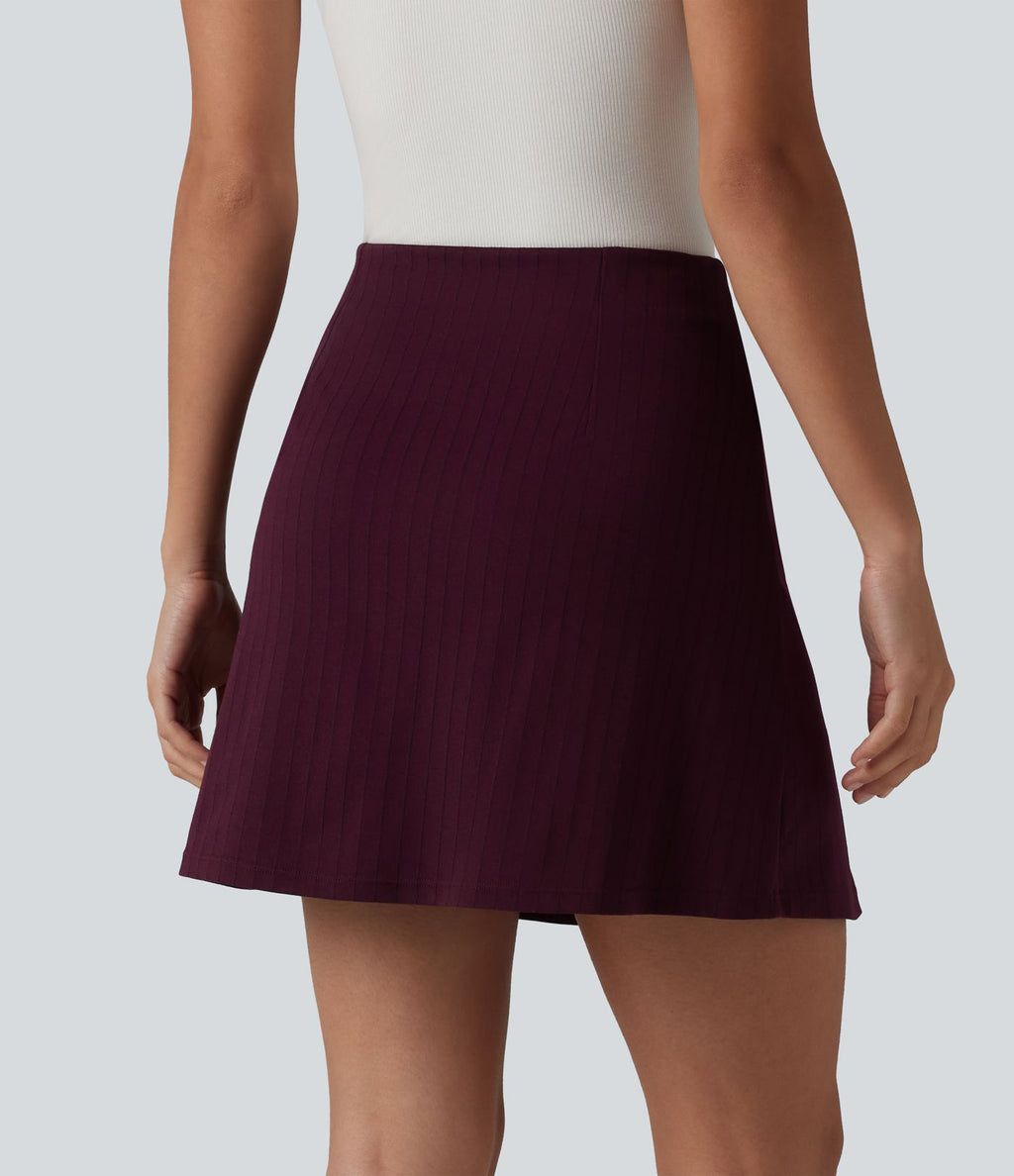 Jupe mini allongée trapèze taille haute 2-en-1 effet frais InstantCool à rayures pour le travail