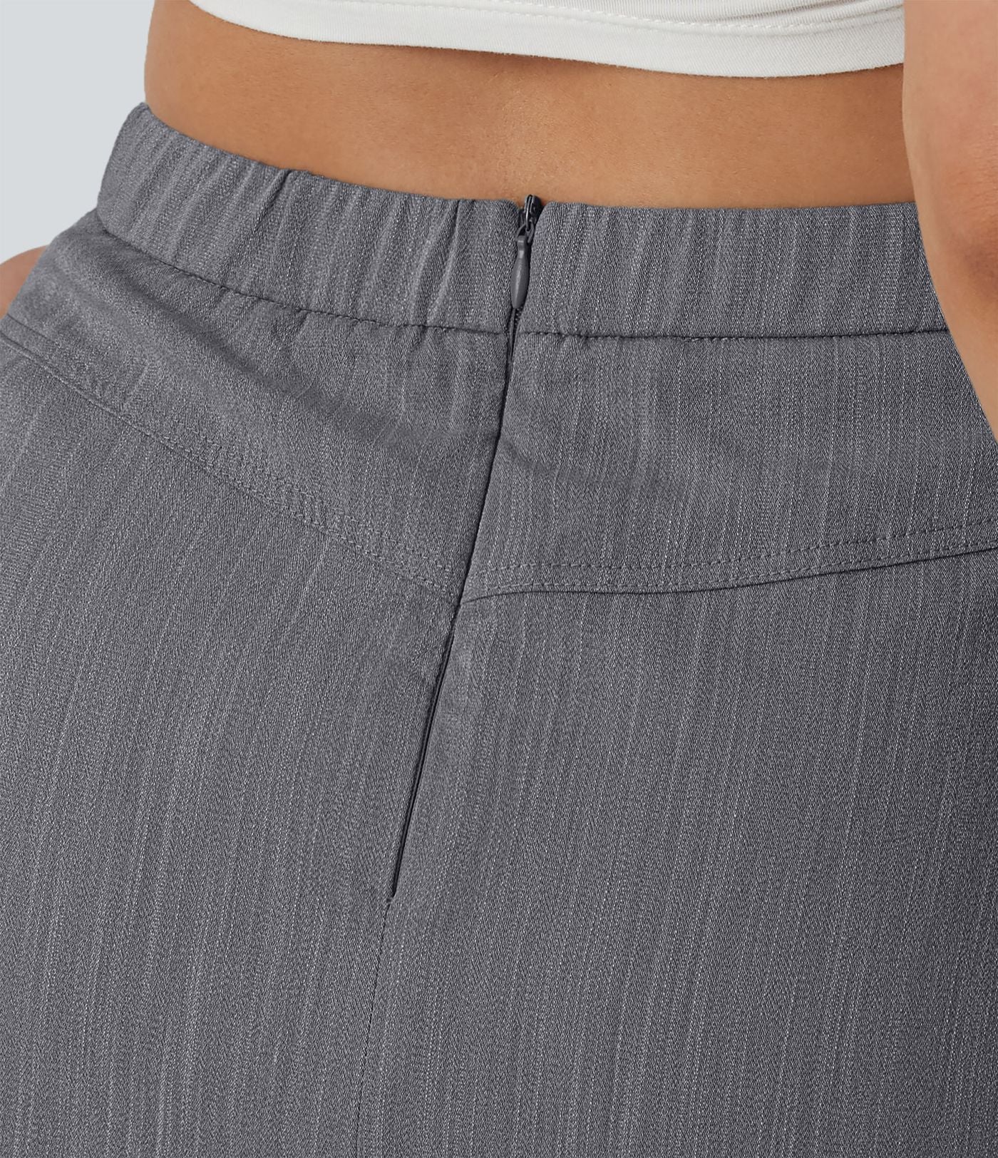 Jupe mini effet lin taille haute 2-en-1 avec poches