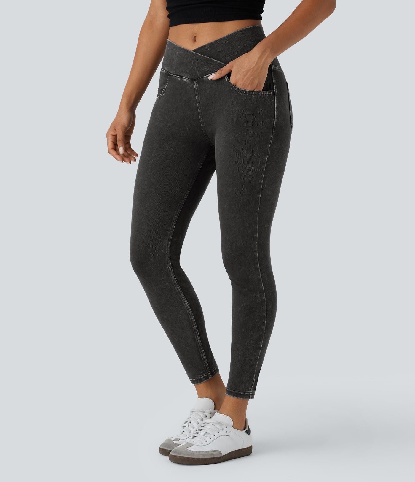 Halara Flex™ Jegging Travail Taille Haute Croisé Poches Multiples Tricot Extensible