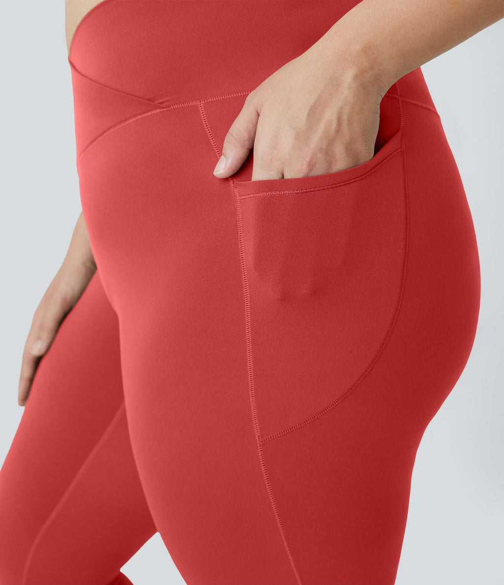 Softlyzero™ Legging Grande Taille Pleine Longueur Taille Haute Poches Latérales Croisée - UPF50+