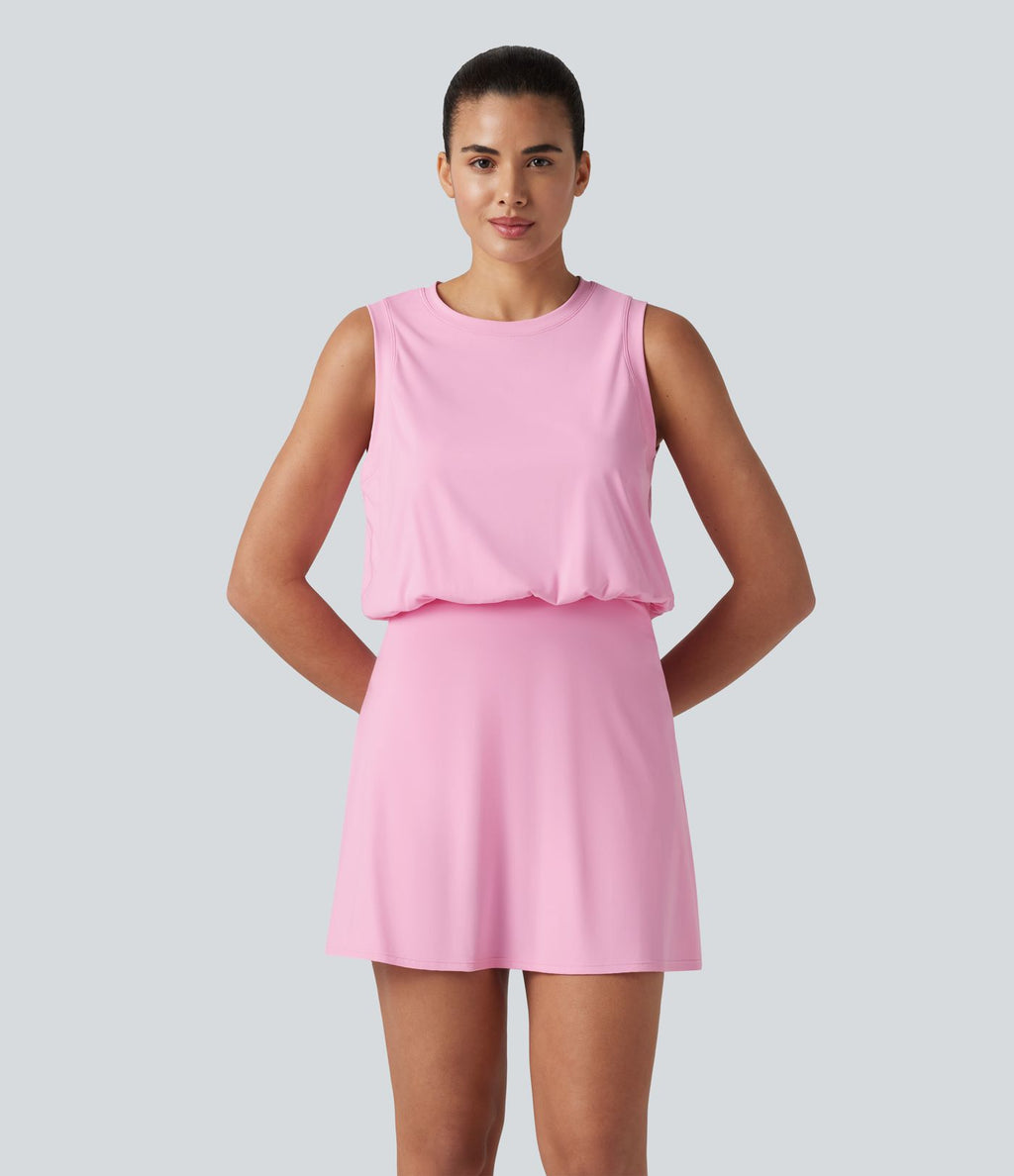 Robe de sport mini de yoga SoftlyZero™ col rond sans manches 2-en-1 effet frais InstantCool avec poches, accès facile Easy Peasy