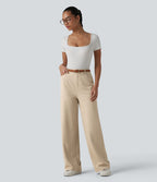 Halara Flex™ Pantalon tailleur droit taille haute à chevrons avec poches