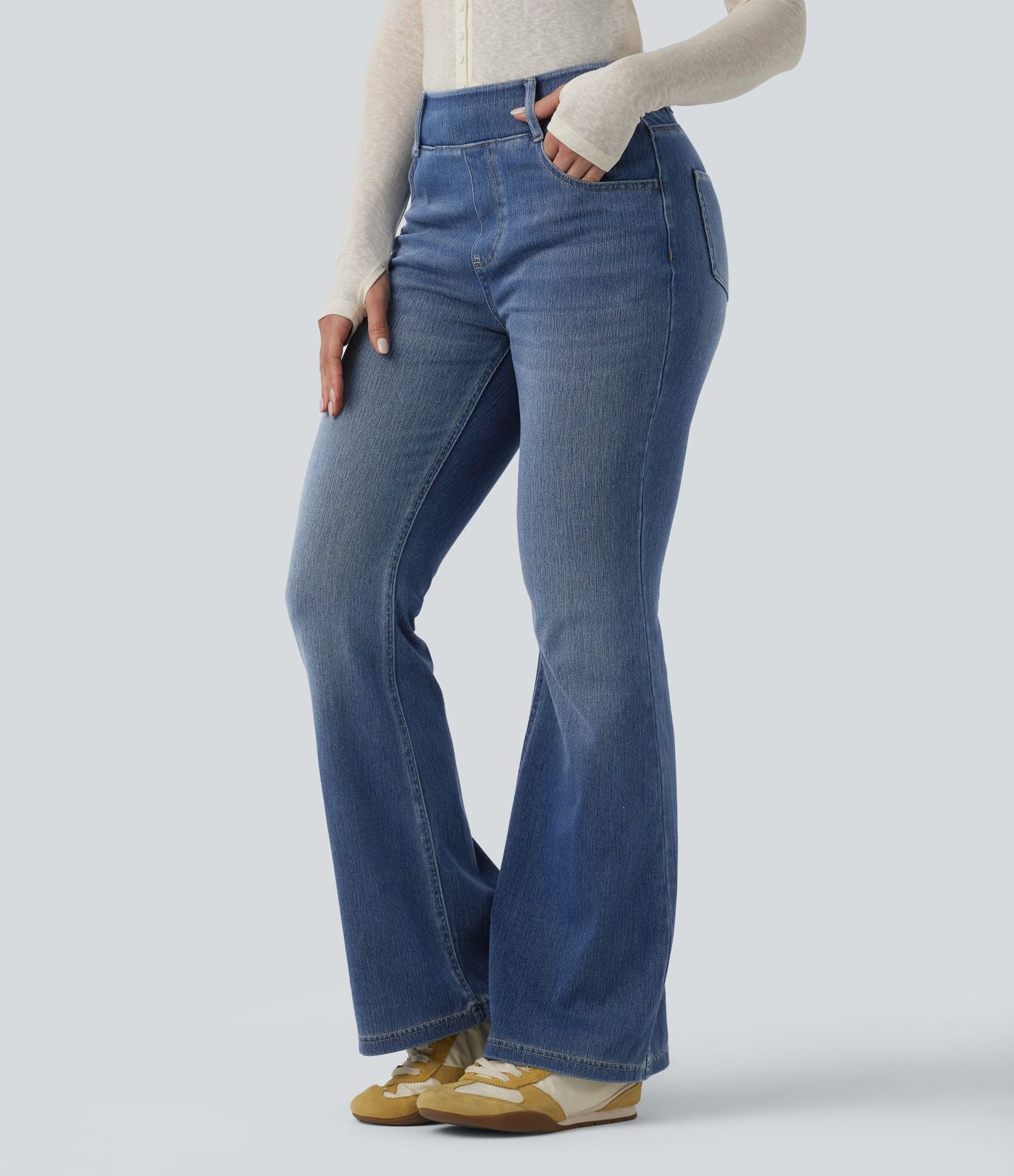 Jean évasé Halara Flex™ casual taille haute avec poches