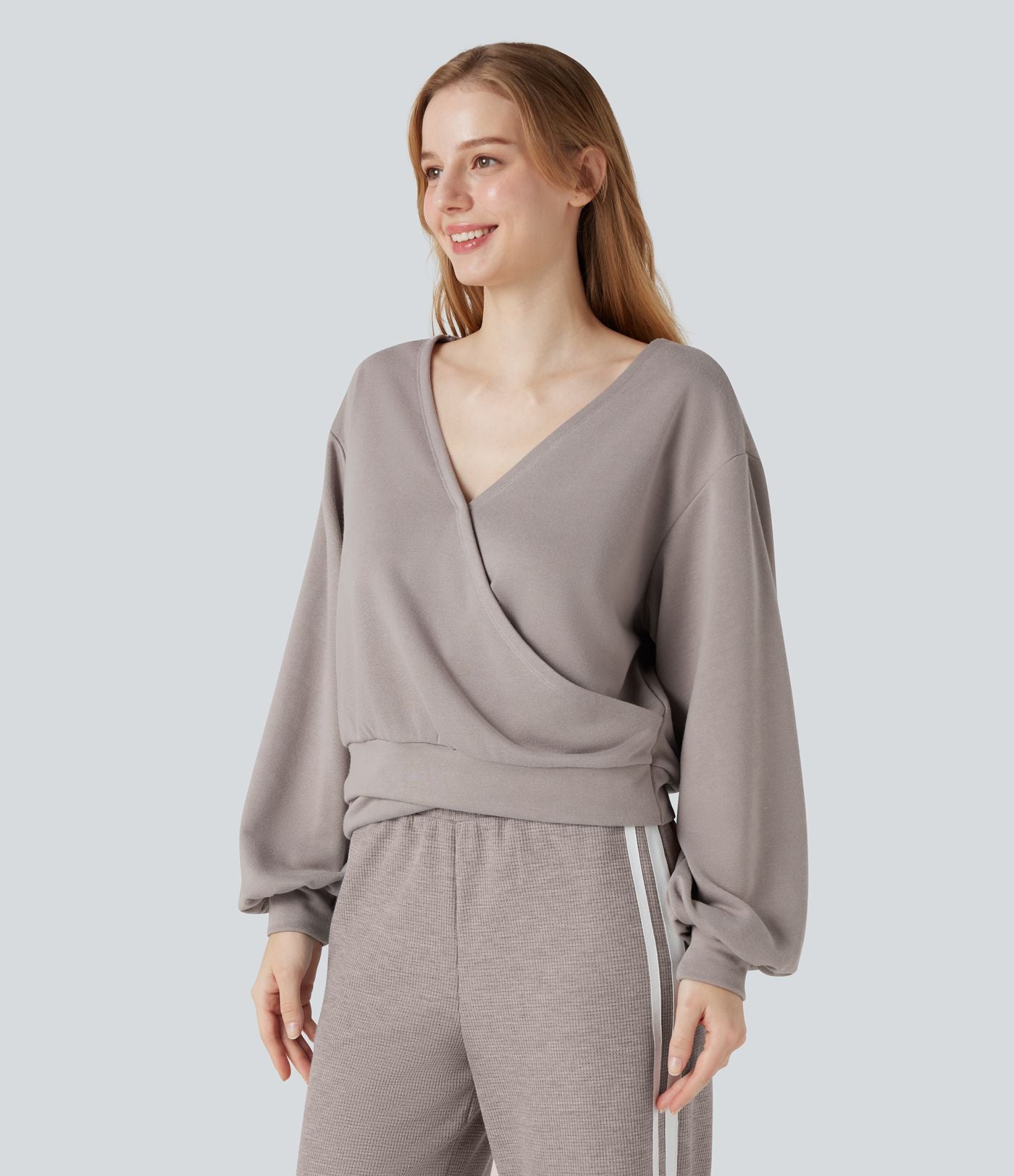 Sweat-shirt col V manches longues