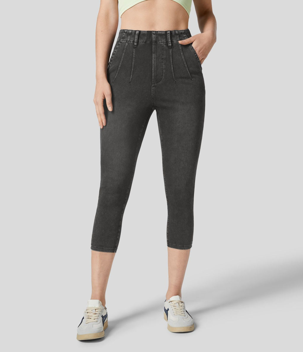 Halara Flex™ Legging Capri Casual Taille Midi Avec Poche Latérale En Tricot Extensible