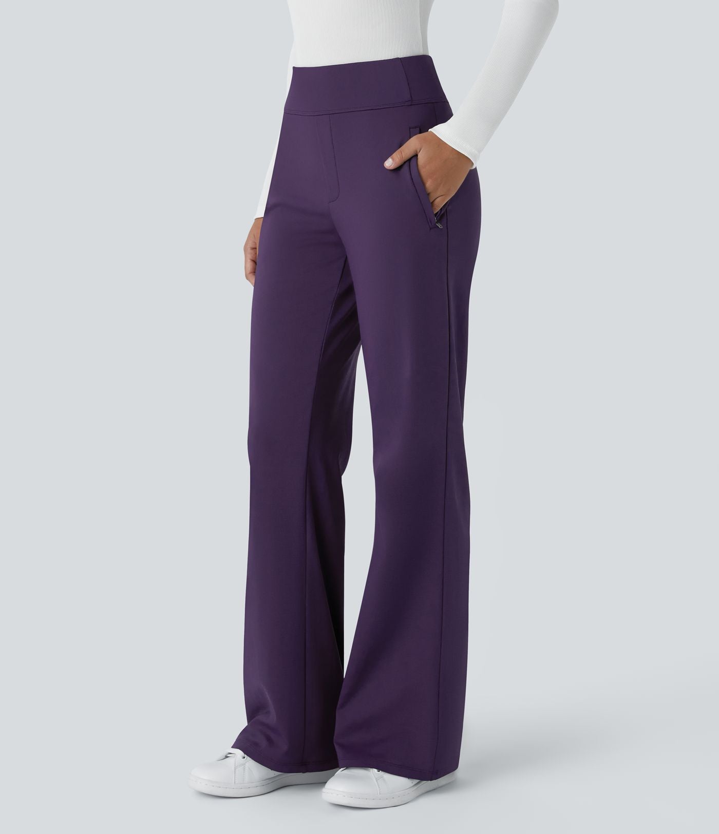 Pantalon tailleur évasé taille mi-haute Halara Flex™ DayStretch avec zip latéral et poches
