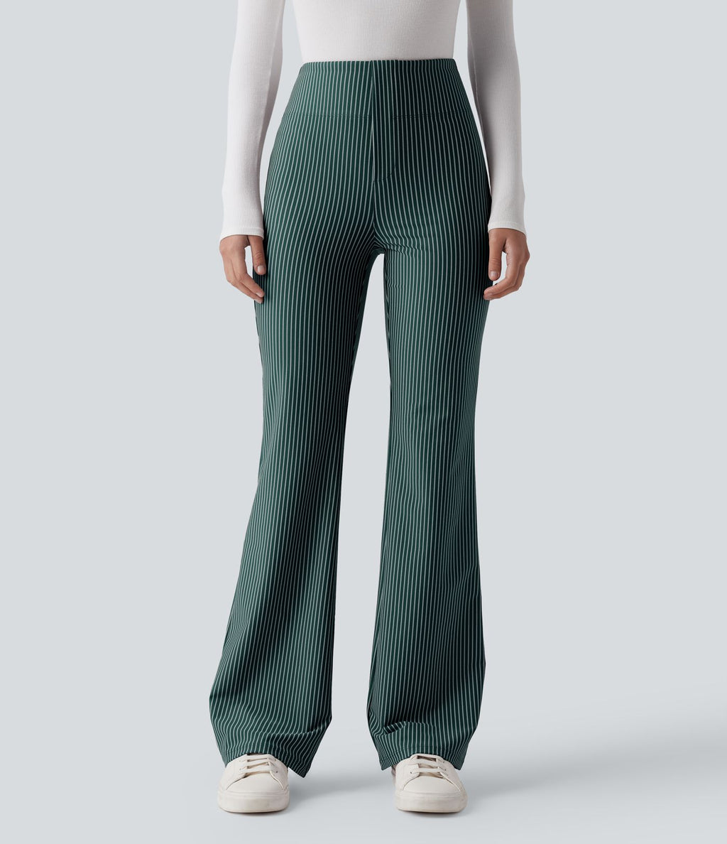 Pantalon de travail Halara Flex™ évasé à rayures, taille haute, avec poches