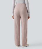 Pantalon tailleur taille haute à coupe droite pied-de-poule avec poches Halara Flex™